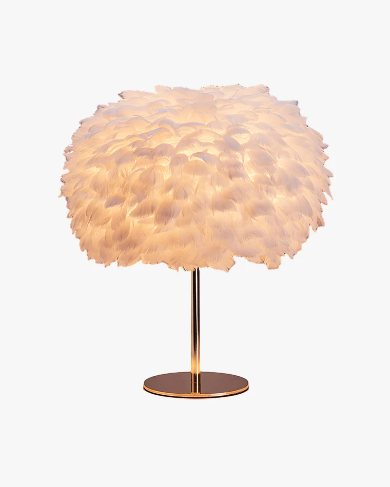 WOMO Pretty Round Feather Table Night Lamp-WM8038 - Image 35