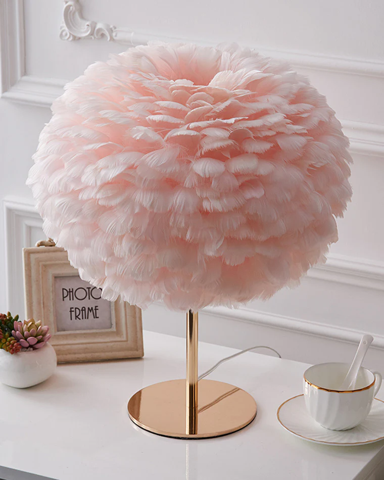 WOMO Pretty Round Feather Table Night Lamp-WM8038 - Image 37