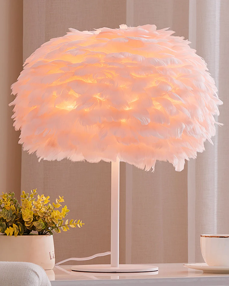 WOMO Pretty Round Feather Table Night Lamp-WM8038 - Image 39
