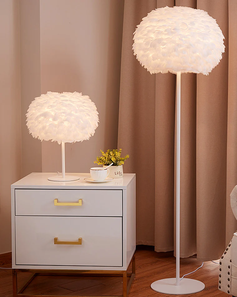 WOMO Pretty Round Feather Table Night Lamp-WM8038 - Image 40