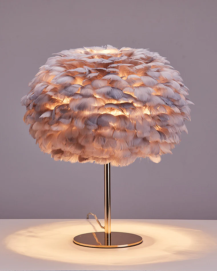 WOMO Pretty Round Feather Table Night Lamp-WM8038 - Image 43
