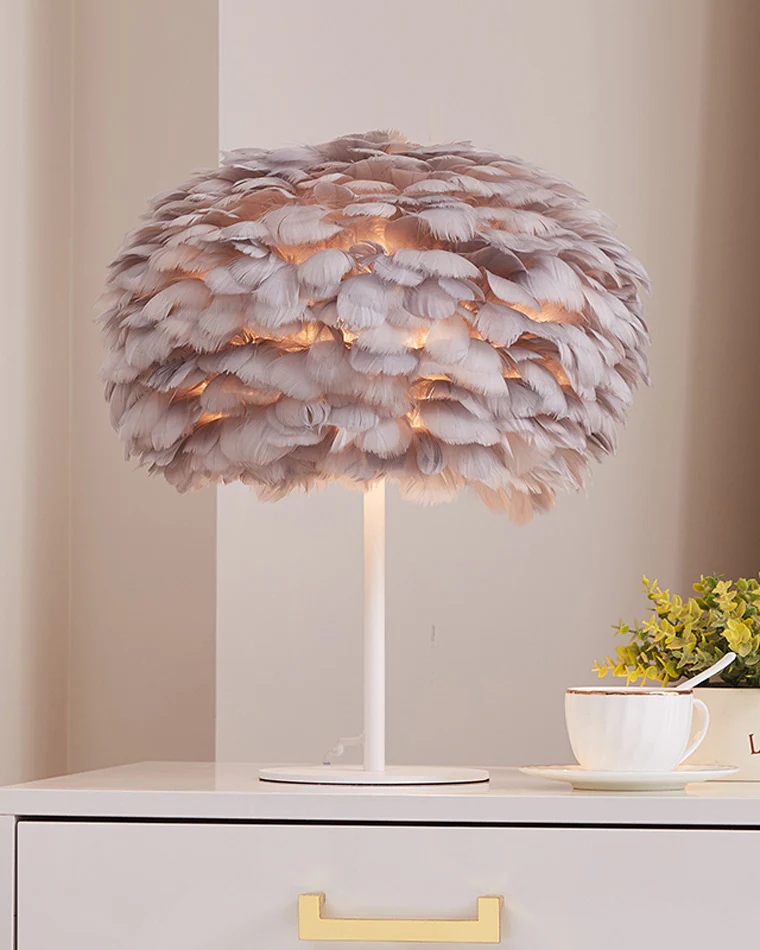WOMO Pretty Round Feather Table Night Lamp-WM8038 - Image 44