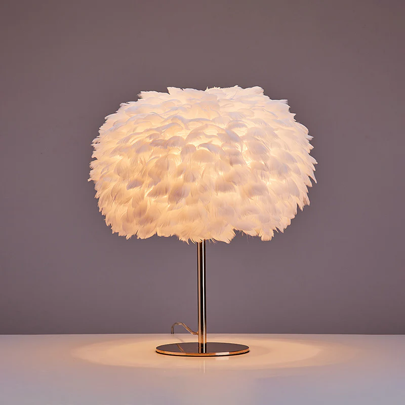 WOMO Pretty Round Feather Table Night Lamp-WM8038 - Image 48