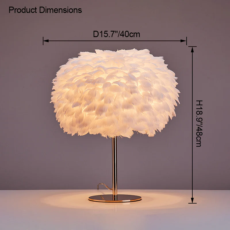 WOMO Pretty Round Feather Table Night Lamp-WM8038 - Image 49