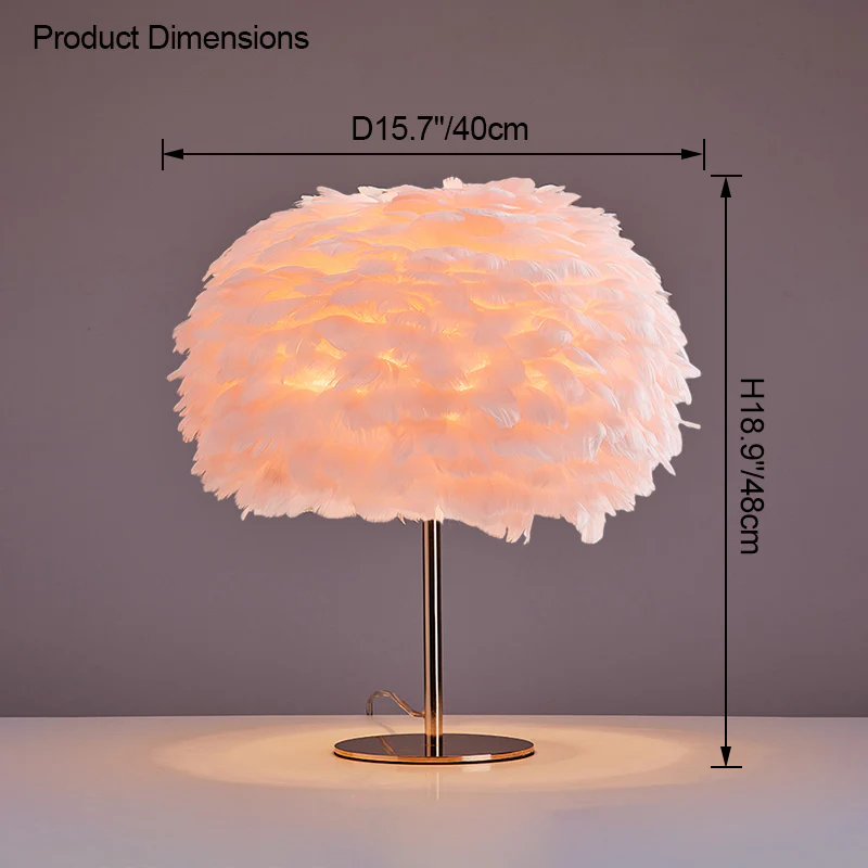 WOMO Pretty Round Feather Table Night Lamp-WM8038 - Image 50