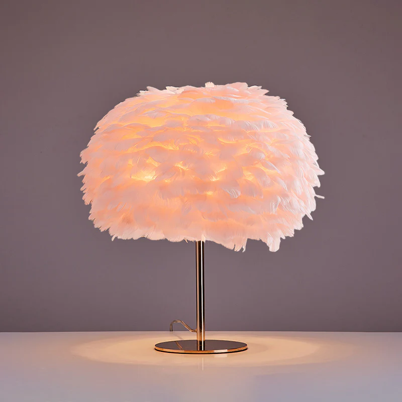 WOMO Pretty Round Feather Table Night Lamp-WM8038 - Image 51