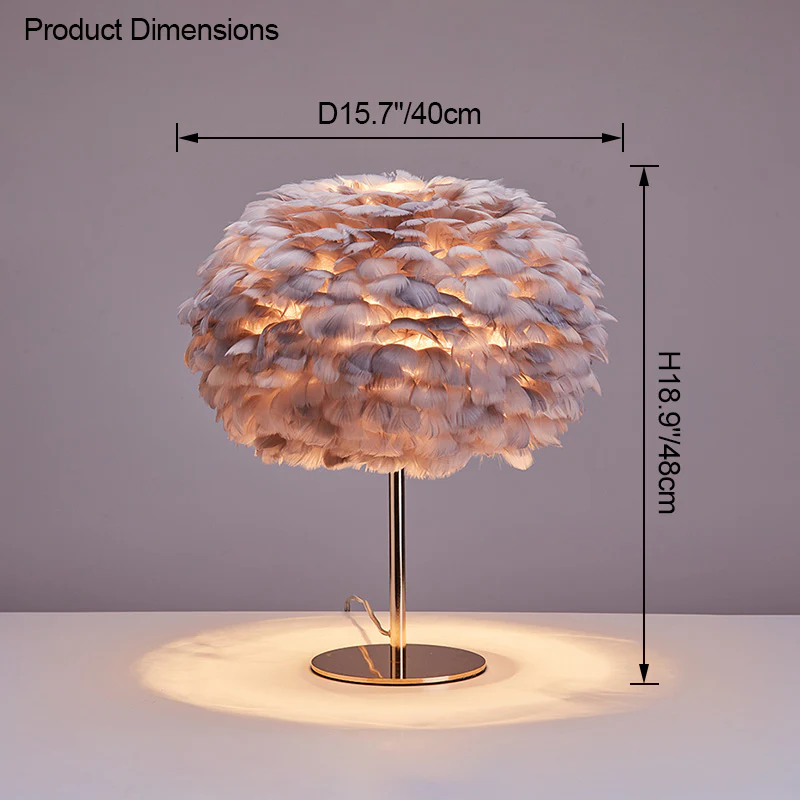 WOMO Pretty Round Feather Table Night Lamp-WM8038 - Image 52
