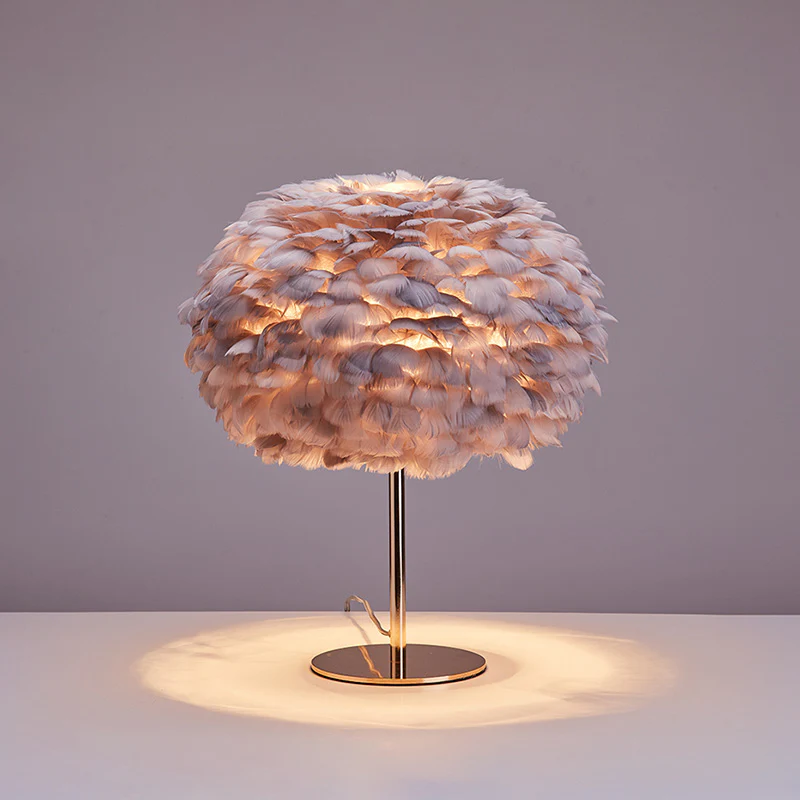 WOMO Pretty Round Feather Table Night Lamp-WM8038 - Image 53