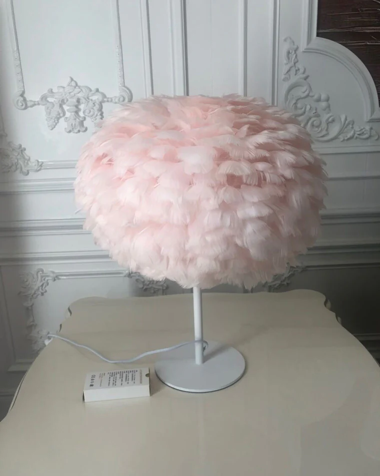 WOMO Pretty Round Feather Table Night Lamp-WM8038 - Image 8