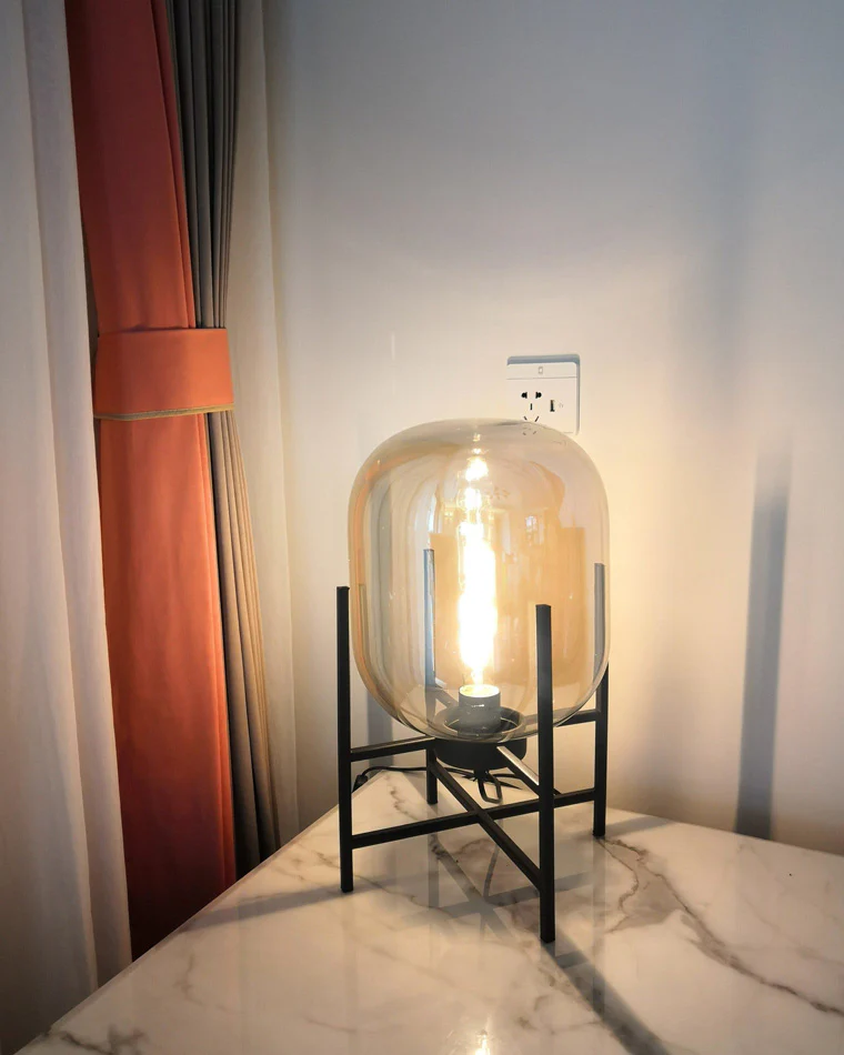 WOMO Smoked Glass Lantern Table Lamp-WM8012 - Image 11