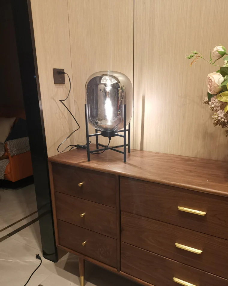 WOMO Smoked Glass Lantern Table Lamp-WM8012 - Image 15