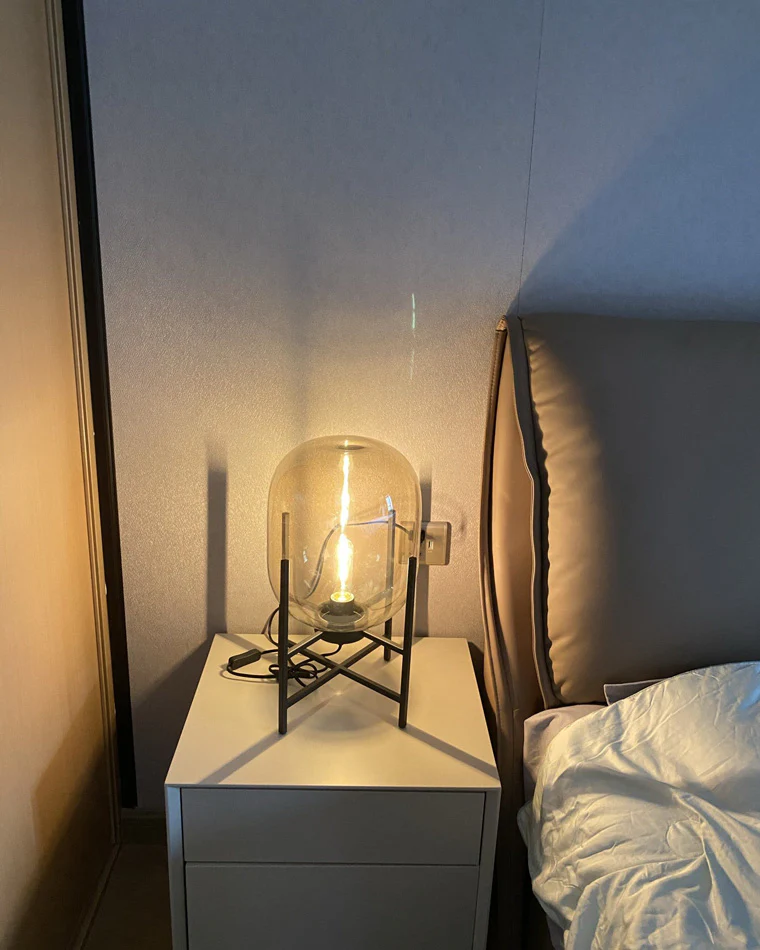 WOMO Smoked Glass Lantern Table Lamp-WM8012 - Image 16