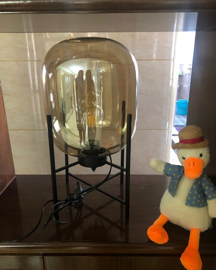 WOMO Smoked Glass Lantern Table Lamp-WM8012 - Image 17