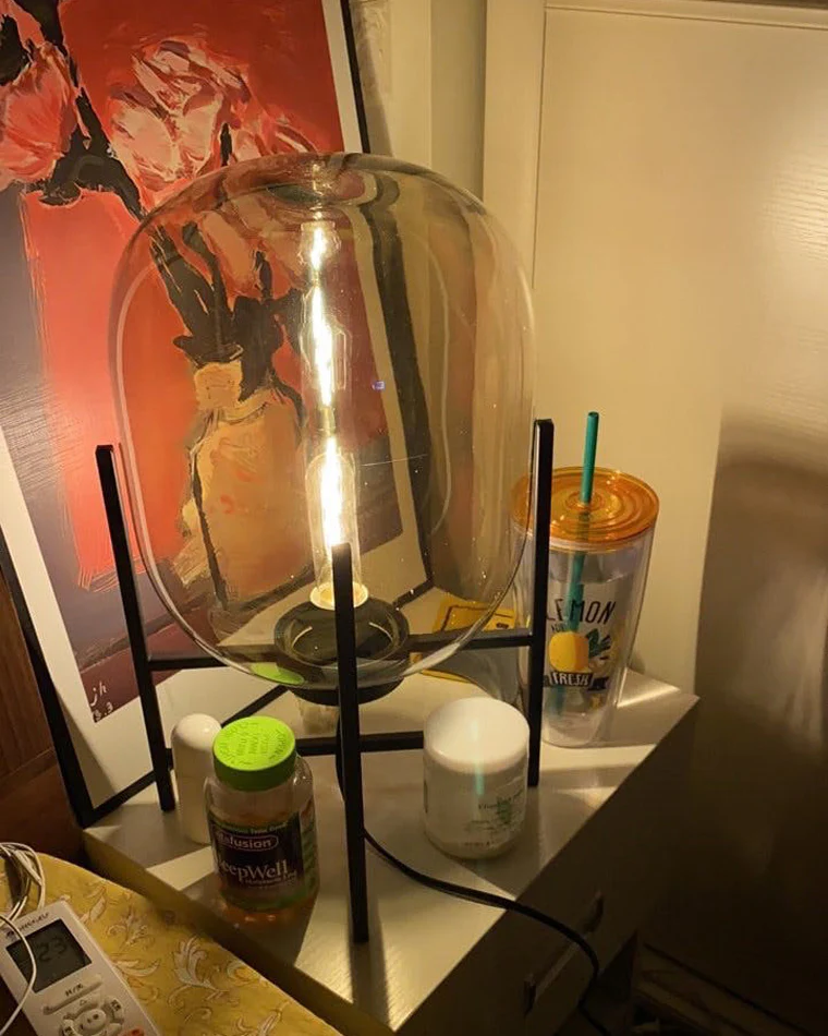WOMO Smoked Glass Lantern Table Lamp-WM8012 - Image 18