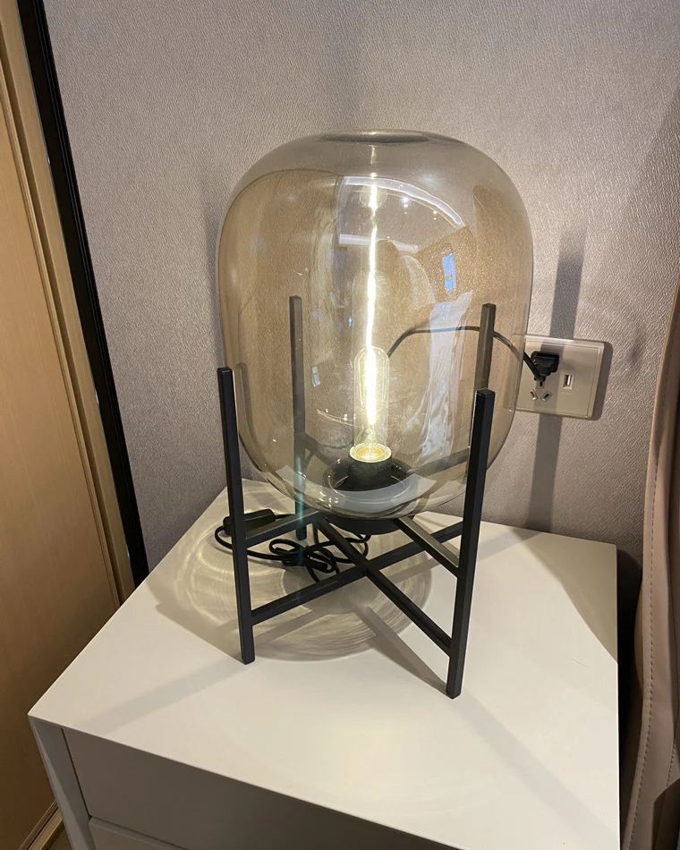 WOMO Smoked Glass Lantern Table Lamp-WM8012 - Image 20