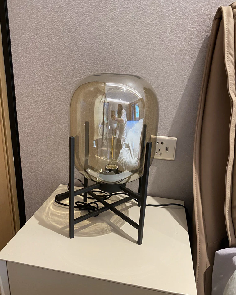 WOMO Smoked Glass Lantern Table Lamp-WM8012 - Image 22