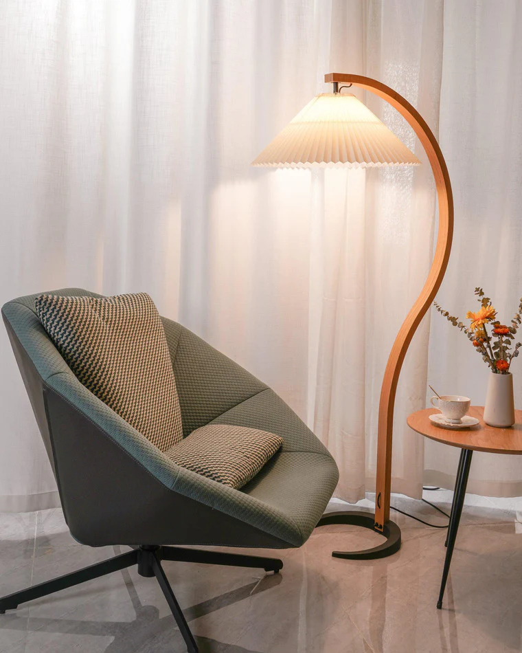 WOMO Pleated Gooseneck Floor Lamp-WM7013 - Image 4