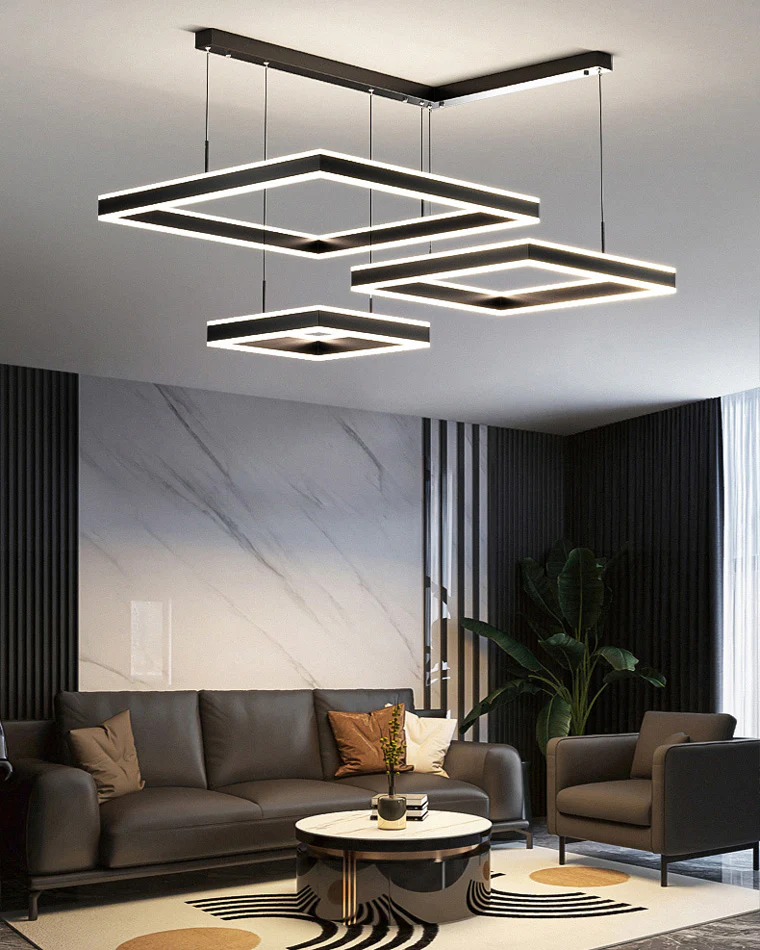 WOMO Tiered Black Square Chandelier-WM2016 - Image 3