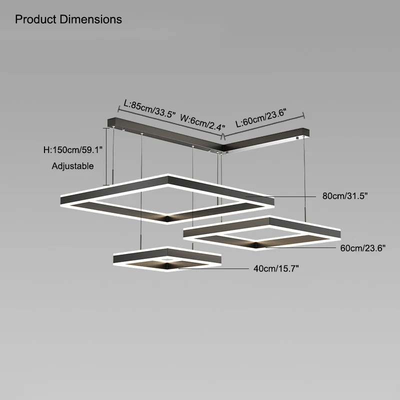 WOMO Tiered Black Square Chandelier-WM2016 - Image 37