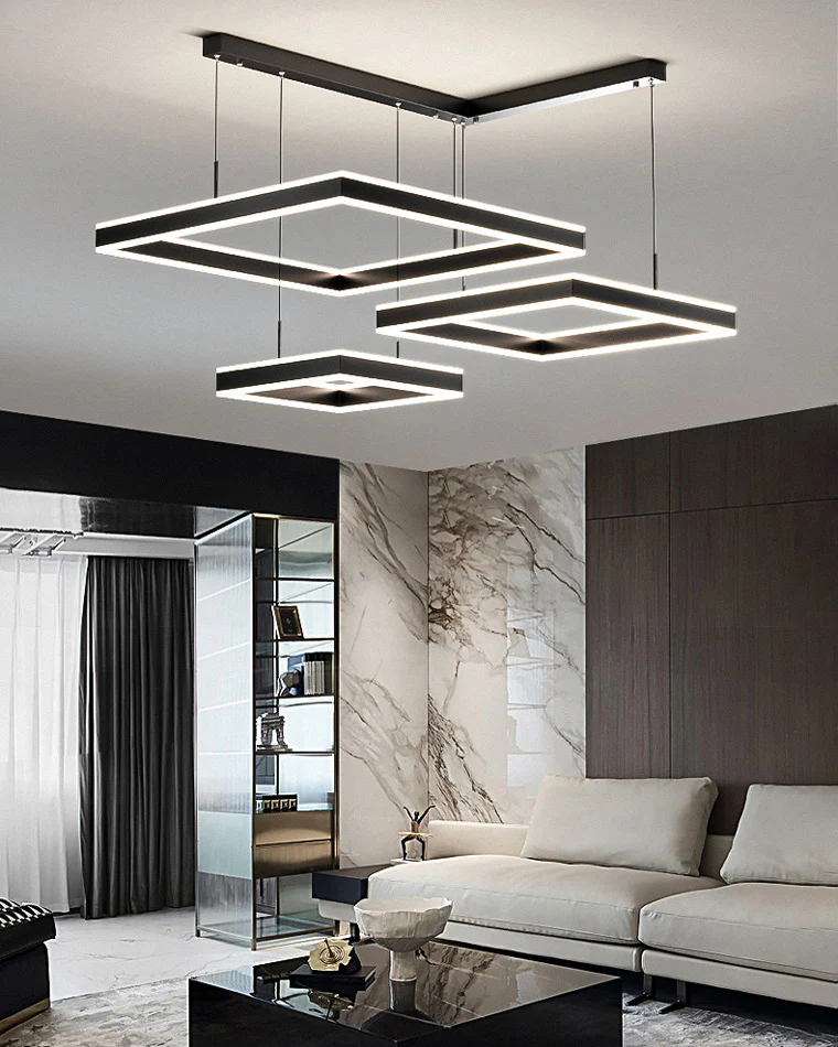 WOMO Tiered Black Square Chandelier-WM2016 - Image 5