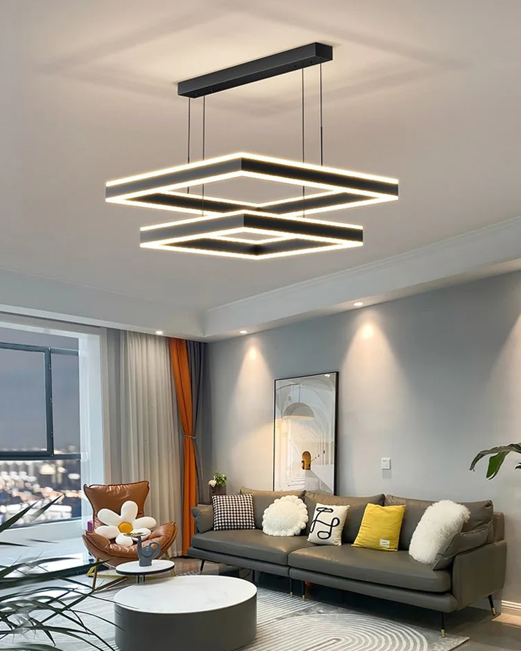 WOMO Tiered Black Square Chandelier-WM2016 - Image 6