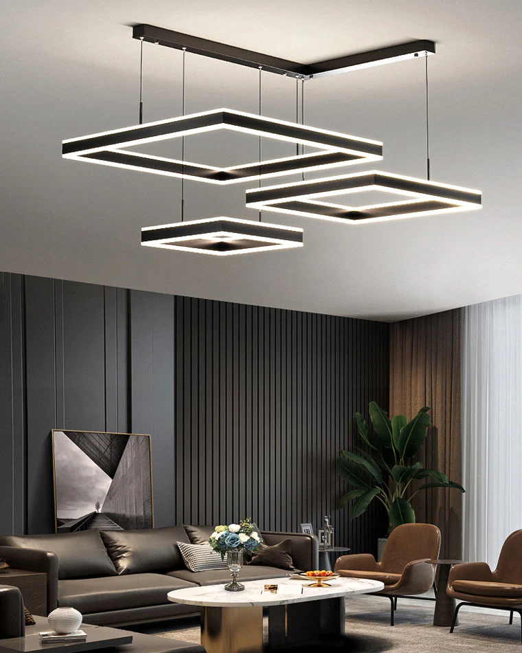 WOMO Tiered Black Square Chandelier-WM2016 - Image 7
