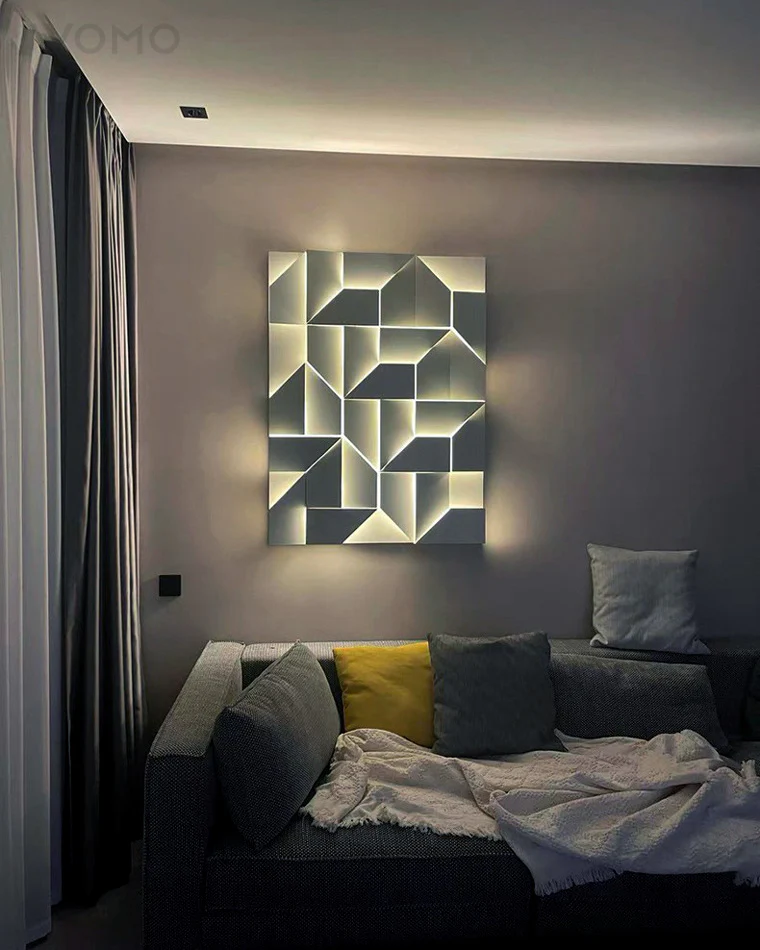 WOMO Rectangular Sculptural Art Wall Sconce-WM6020 - Image 10
