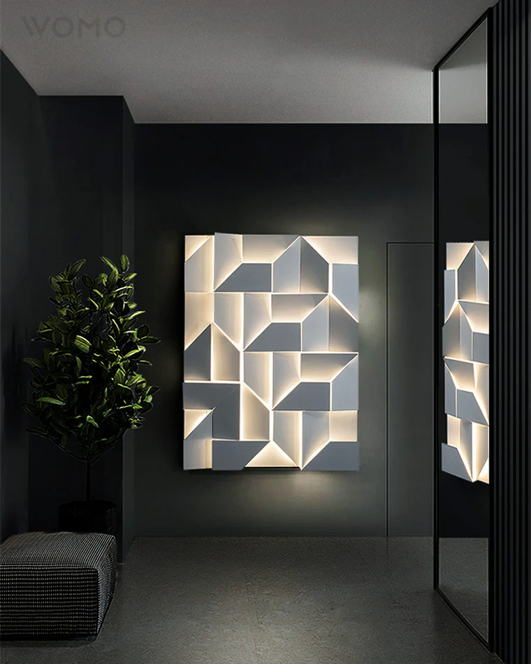 WOMO Rectangular Sculptural Art Wall Sconce-WM6020 - Image 14