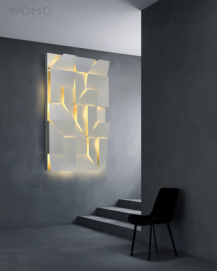 WOMO Rectangular Sculptural Art Wall Sconce-WM6020 - Image 3