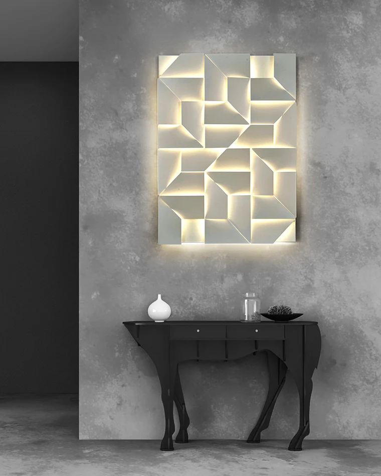 WOMO Rectangular Sculptural Art Wall Sconce-WM6020 - Image 4