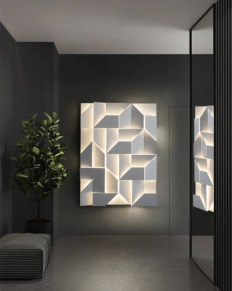 WOMO Rectangular Sculptural Art Wall Sconce-WM6020 - Image 7