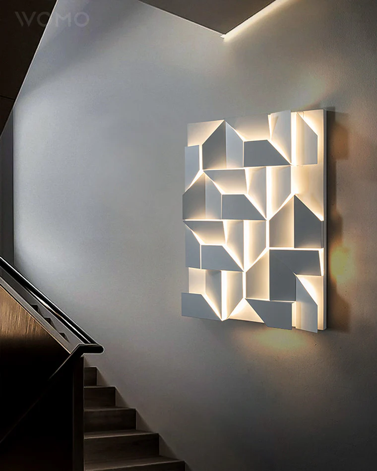 WOMO Rectangular Sculptural Art Wall Sconce-WM6020 - Image 8