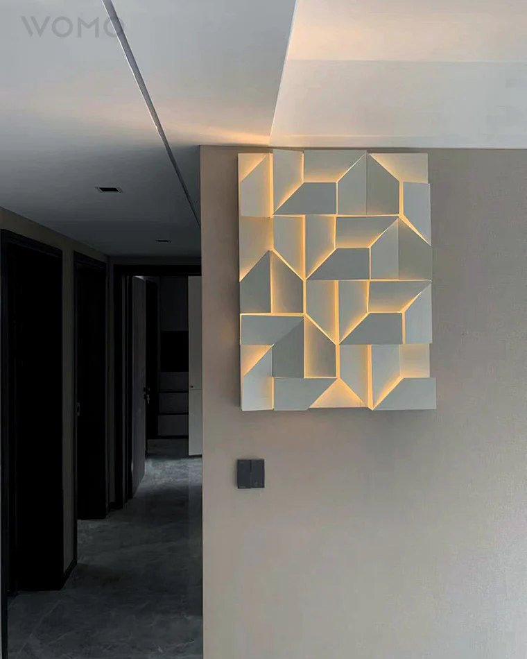 WOMO Rectangular Sculptural Art Wall Sconce-WM6020 - Image 9