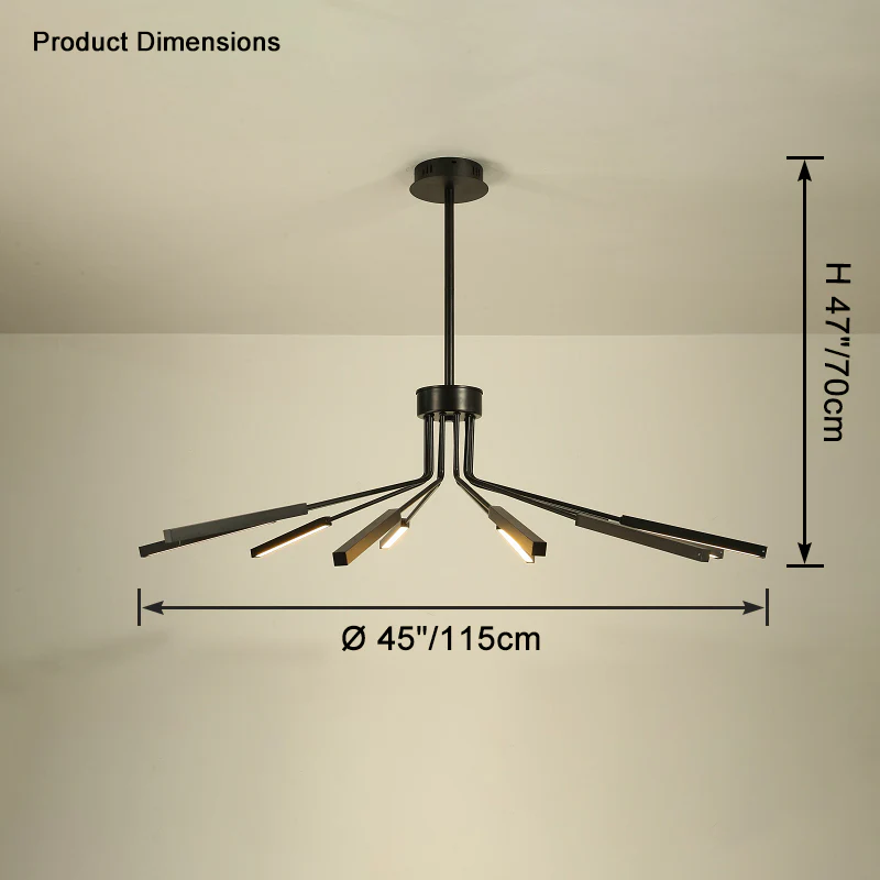 WOMO 10 Light Stick Led Starburst Chandelier-WM2646 - Image 11