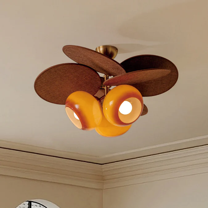 WOMO 3 Light Glass Shaded Leaf Ceiling Light-WM1186 - Image 10