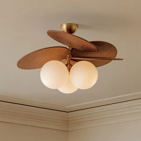 WOMO 3 Light Glass Shaded Leaf Ceiling Light-WM1186 - Image 11