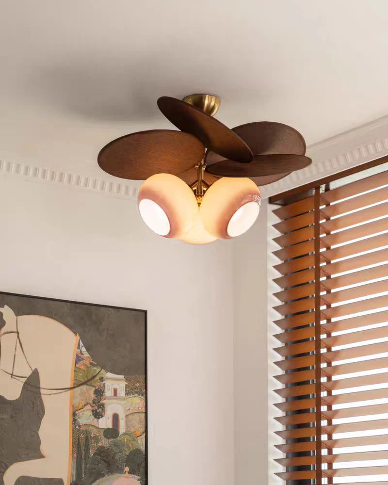 WOMO 3 Light Glass Shaded Leaf Ceiling Light-WM1186 - Image 8