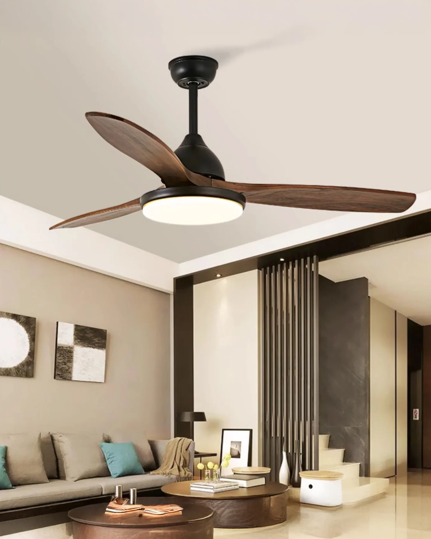 WOMO 3 Wood Blade Ceiling Fan Lamp - WM5242 - Image 2