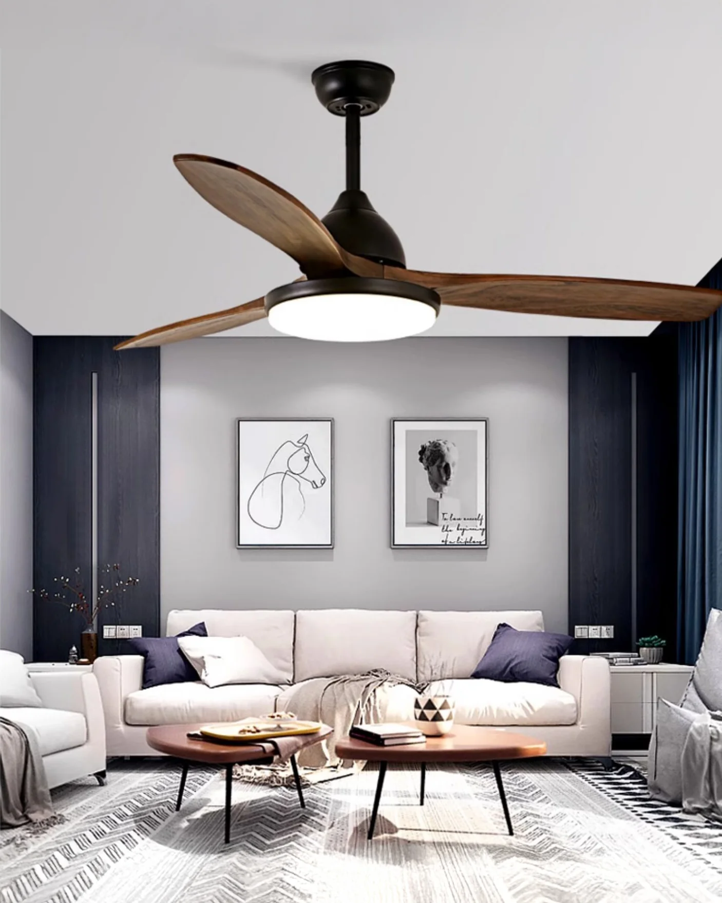 WOMO 3 Wood Blade Ceiling Fan Lamp - WM5242 - Image 4