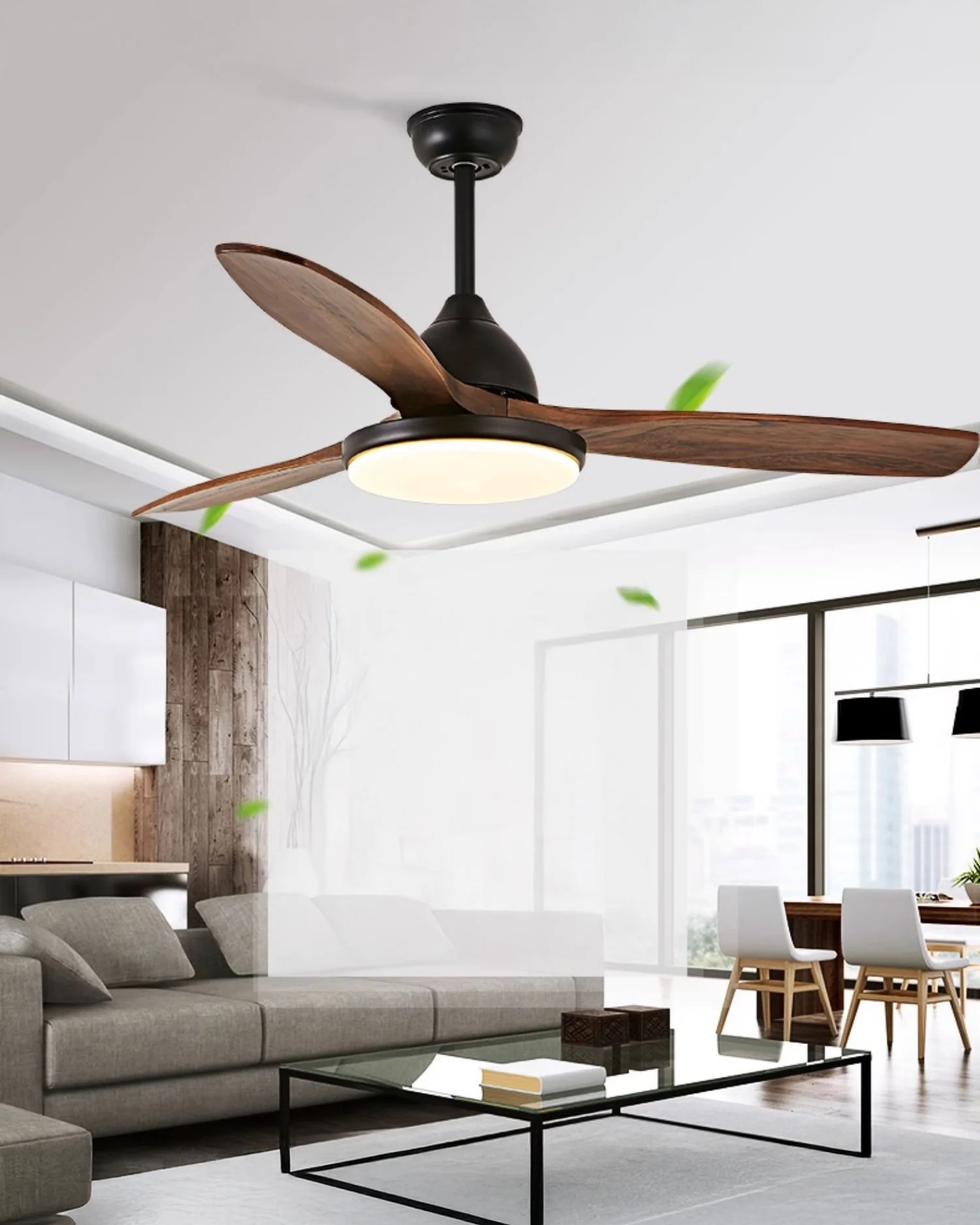 WOMO 3 Wood Blade Ceiling Fan Lamp - WM5242 - Image 8