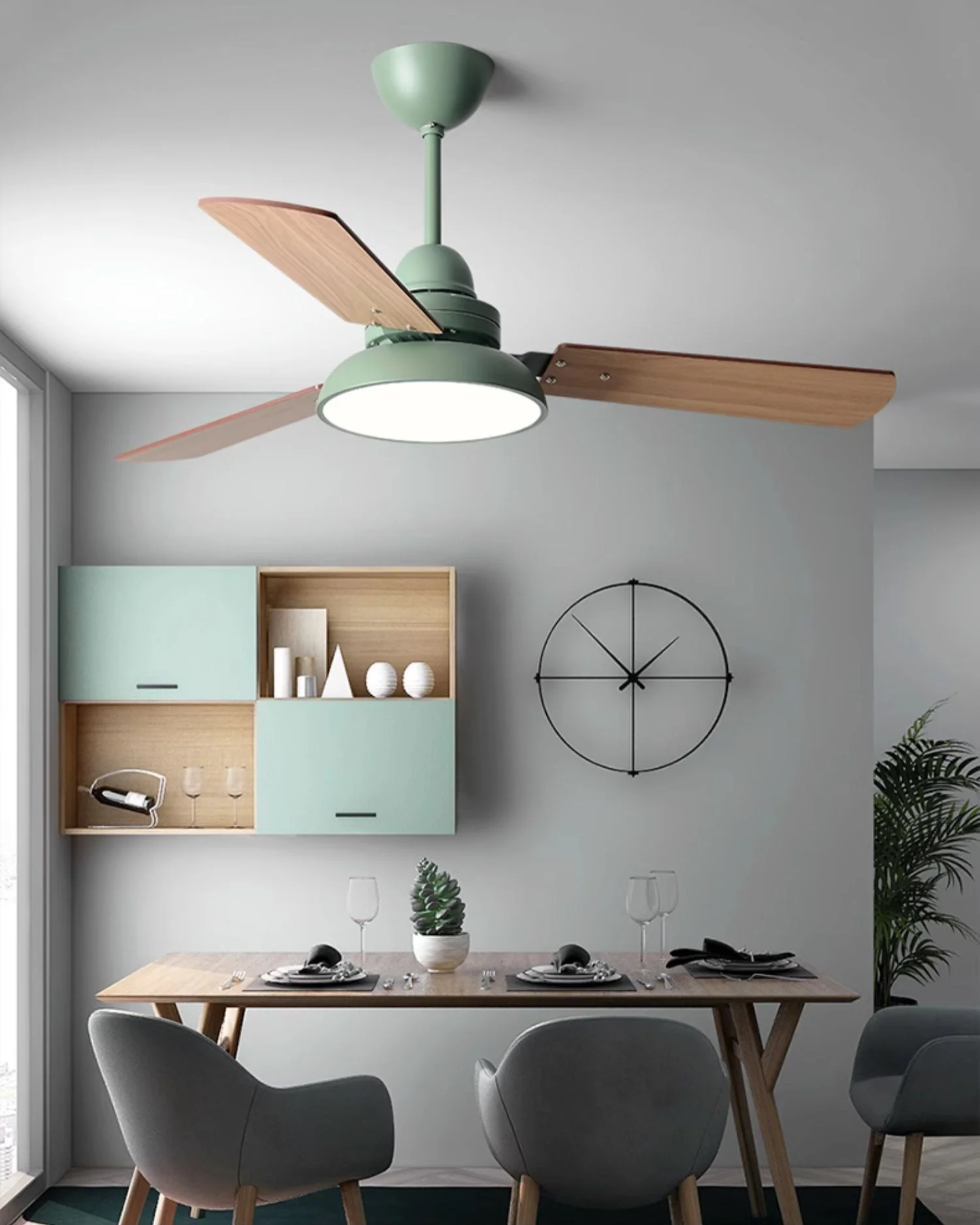 WOMO 3 Wood Blade Ceiling Fan Lamp - WM5269 - Image 2