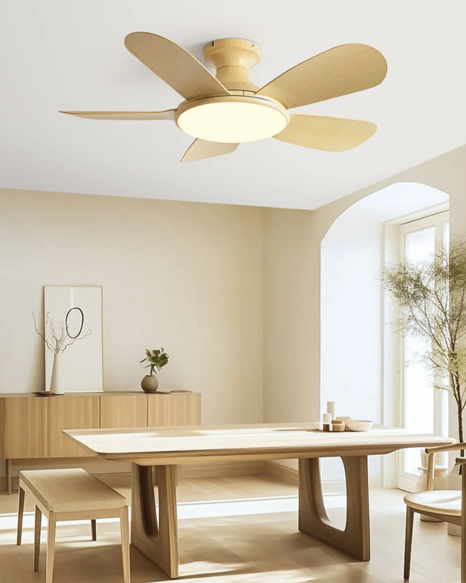 WOMO 5 Blade Low Profile Ceiling Fan Lamp-WM5226 - Image 2