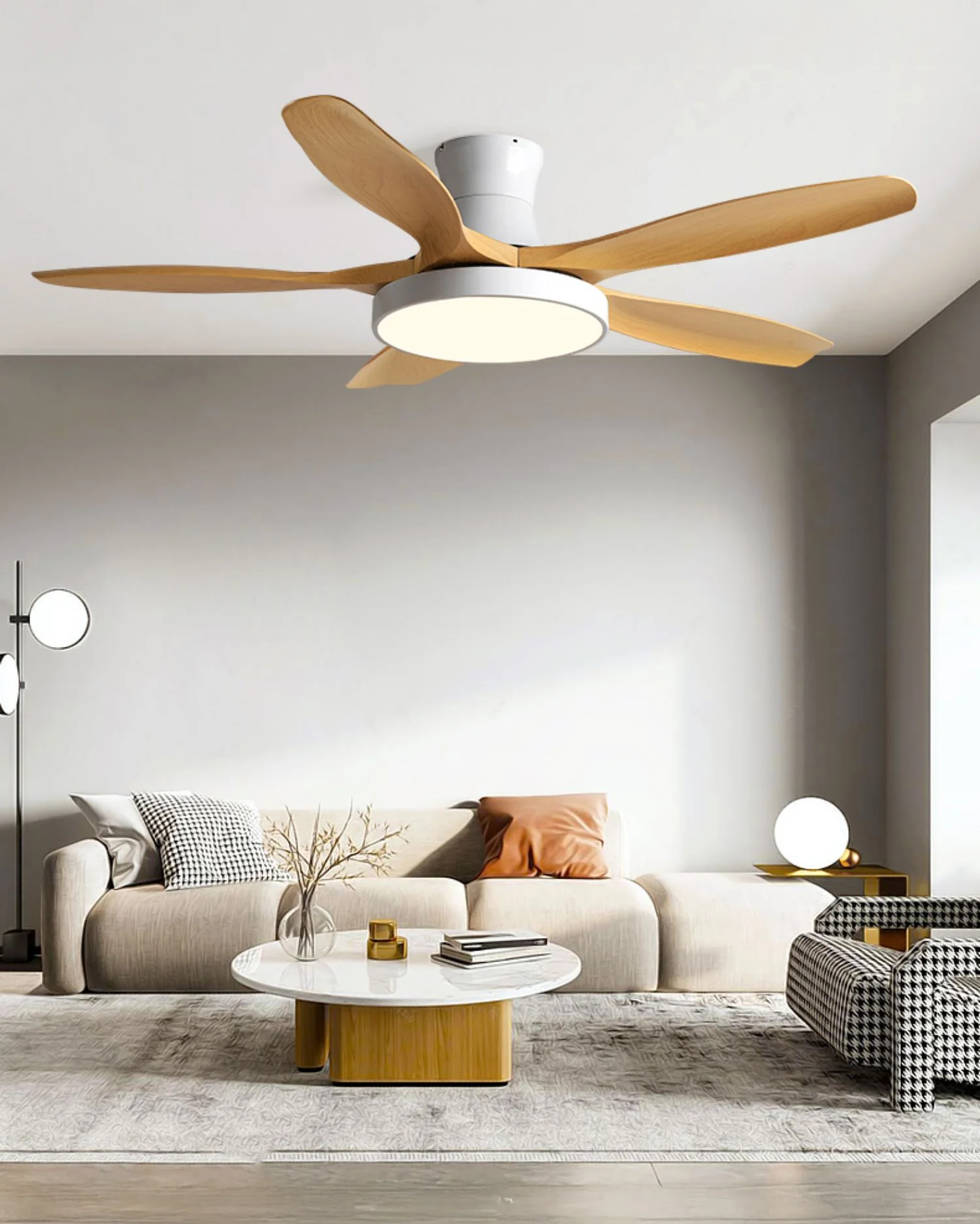 WOMO 5 Blade Low Profile Ceiling Fan Lamp - WM5245a - Image 4