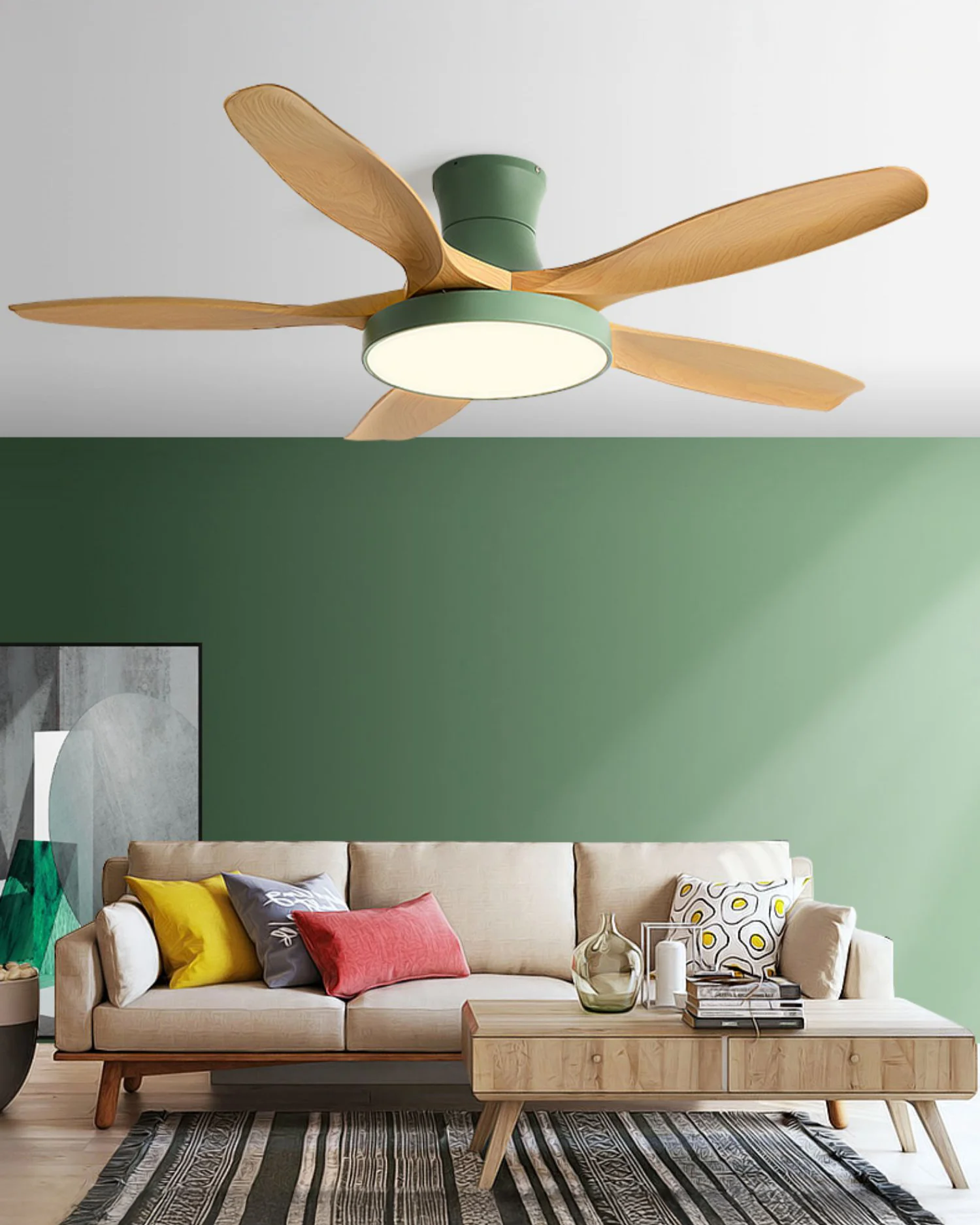 WOMO 5 Blade Low Profile Ceiling Fan Lamp - WM5245a - Image 6