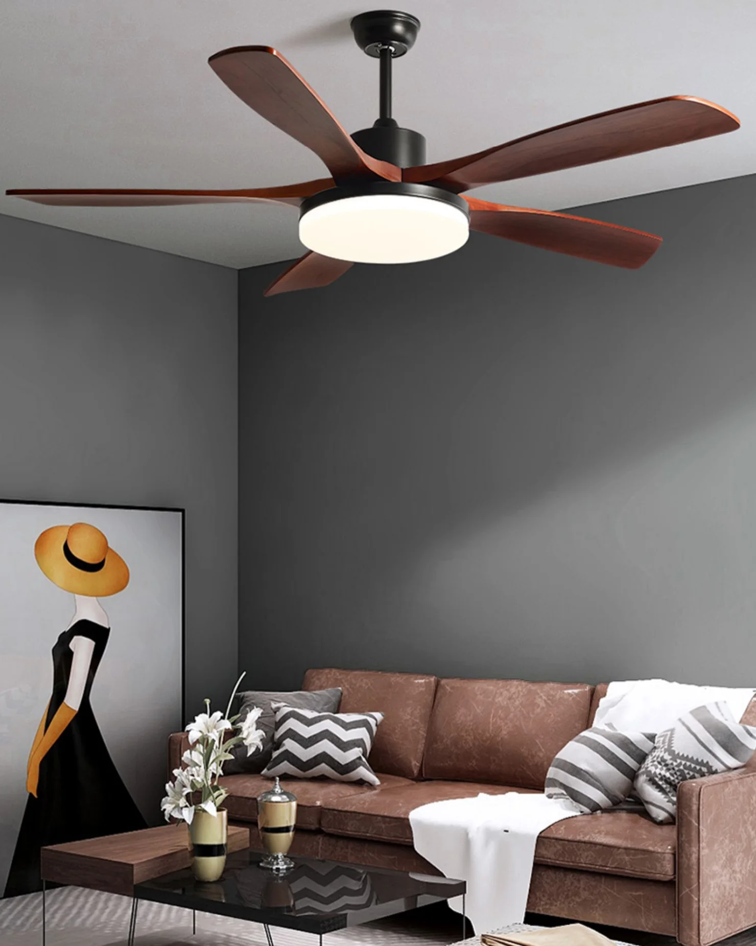 WOMO 5 Blade Modern Ceiling Fan Lamp - WM5206 - Image 4