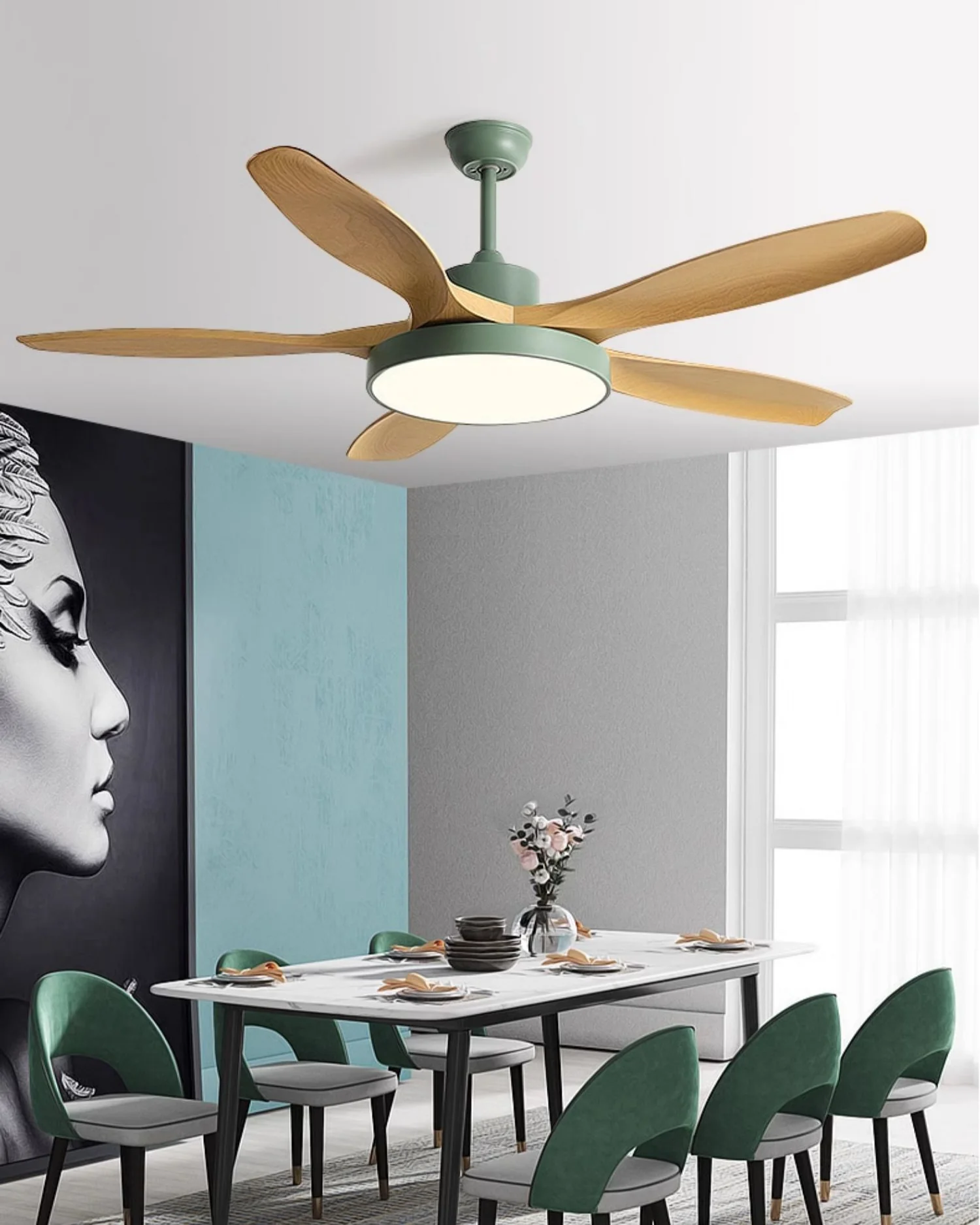 WOMO 52 inch Five Blade Ceiling Fan with Light - WM5167 - Image 10
