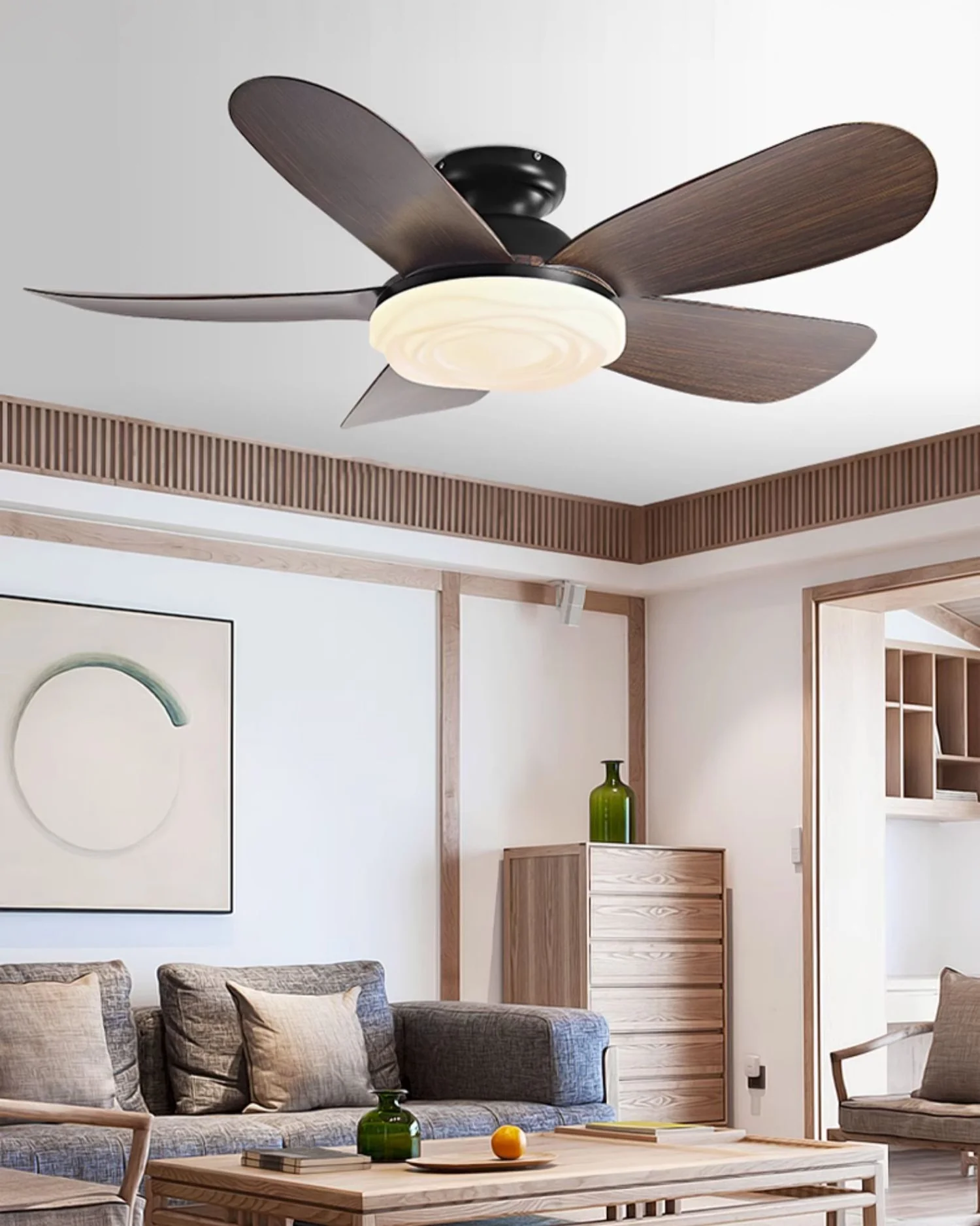 WOMO 52 inch Low Profile Ceiling Fan with Bright Light - WM5165 - Image 3