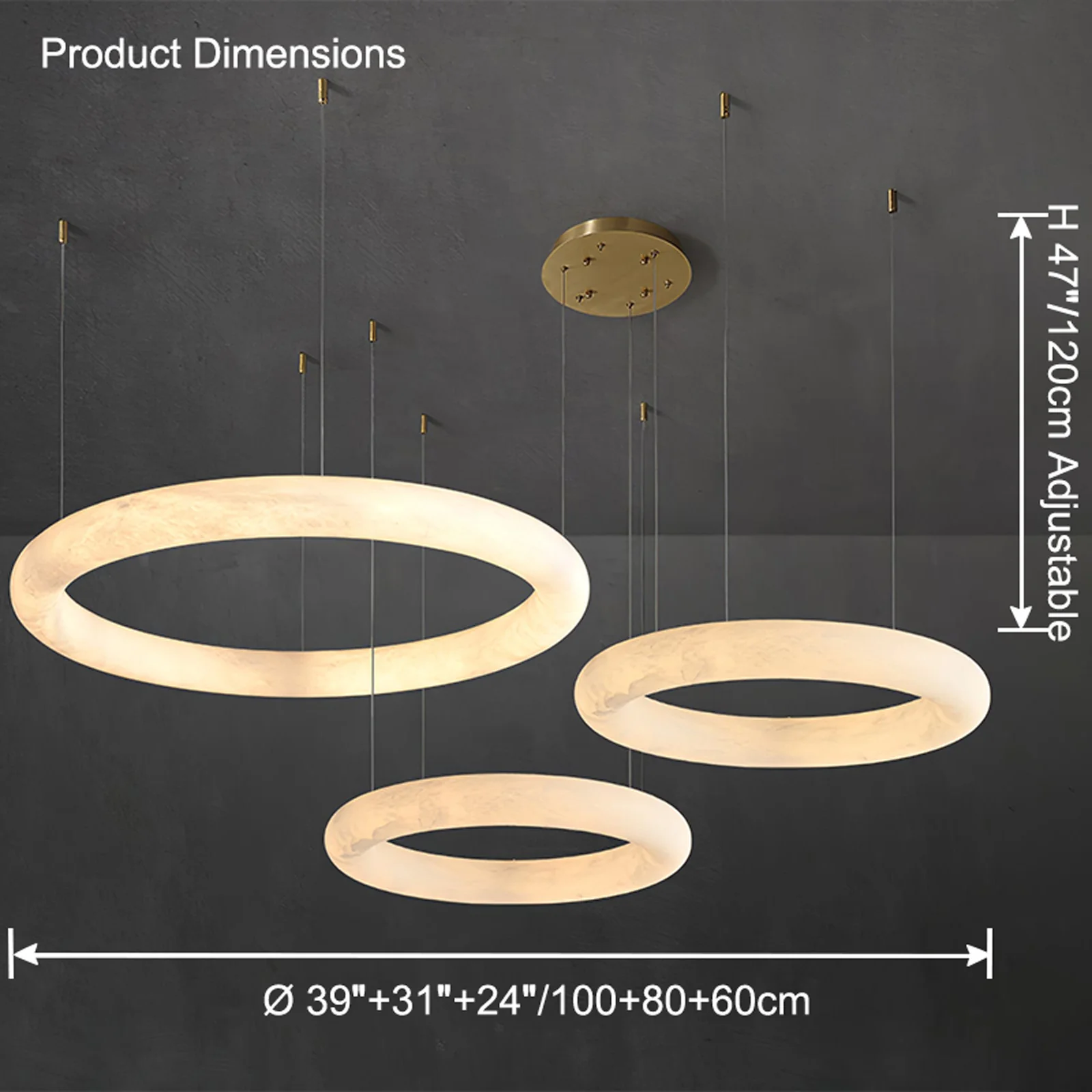 WOMO Alabaster Circle LED Chandelier-WM2873 - Image 19