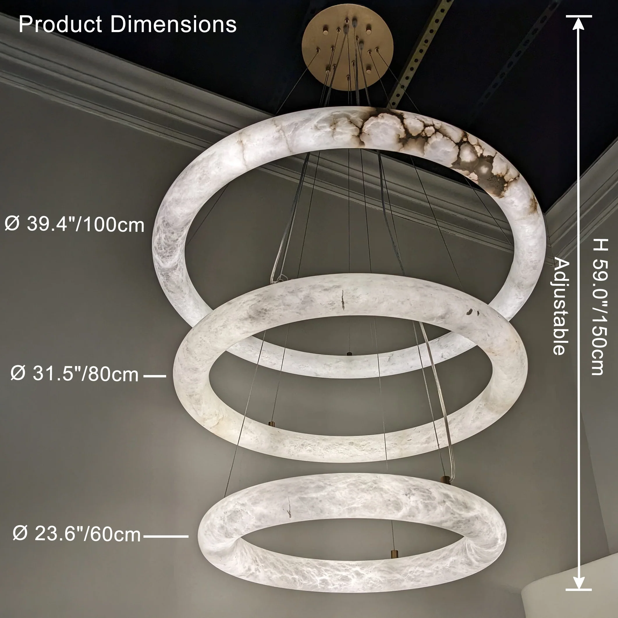 WOMO Alabaster Circular LED Chandelier-WM2874 - Image 22