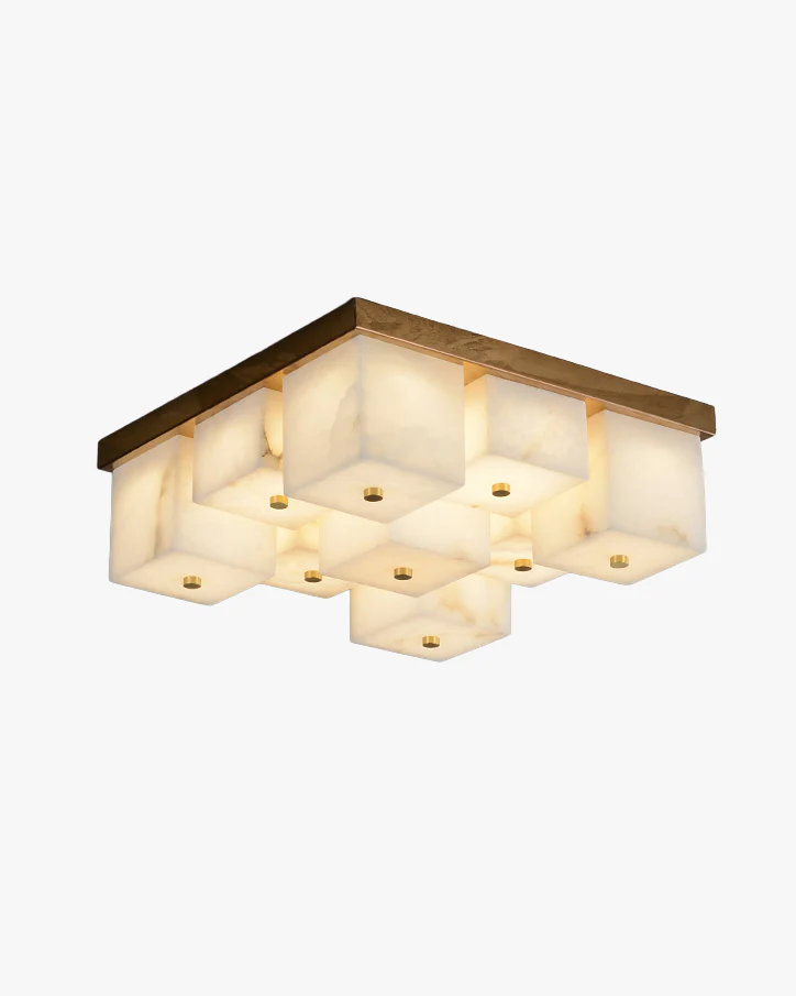 WOMO Alabaster Square Flush Mount Ceiling Light-WM3054